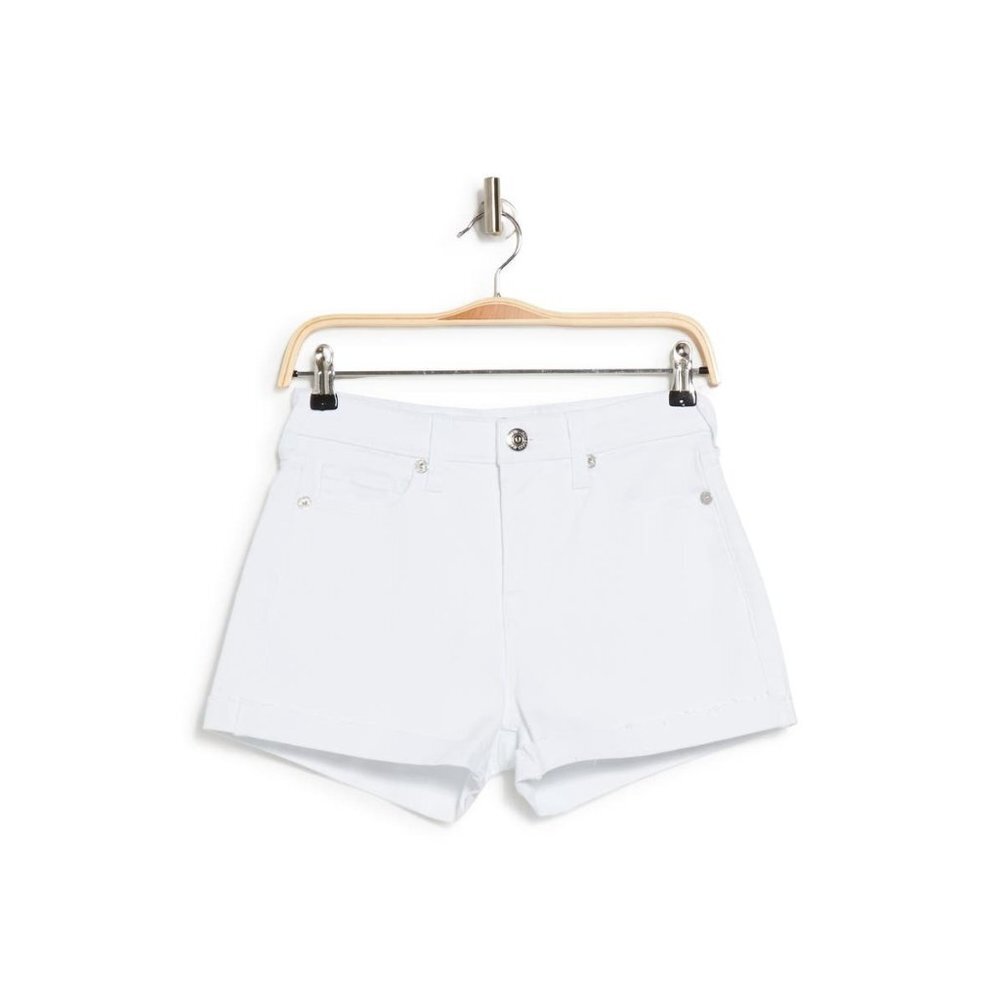 SOLD True Religion Womens White High Rise 5 Pocket Raw Hem Cuff Jean Shorts Sz - Picture 7 of 8